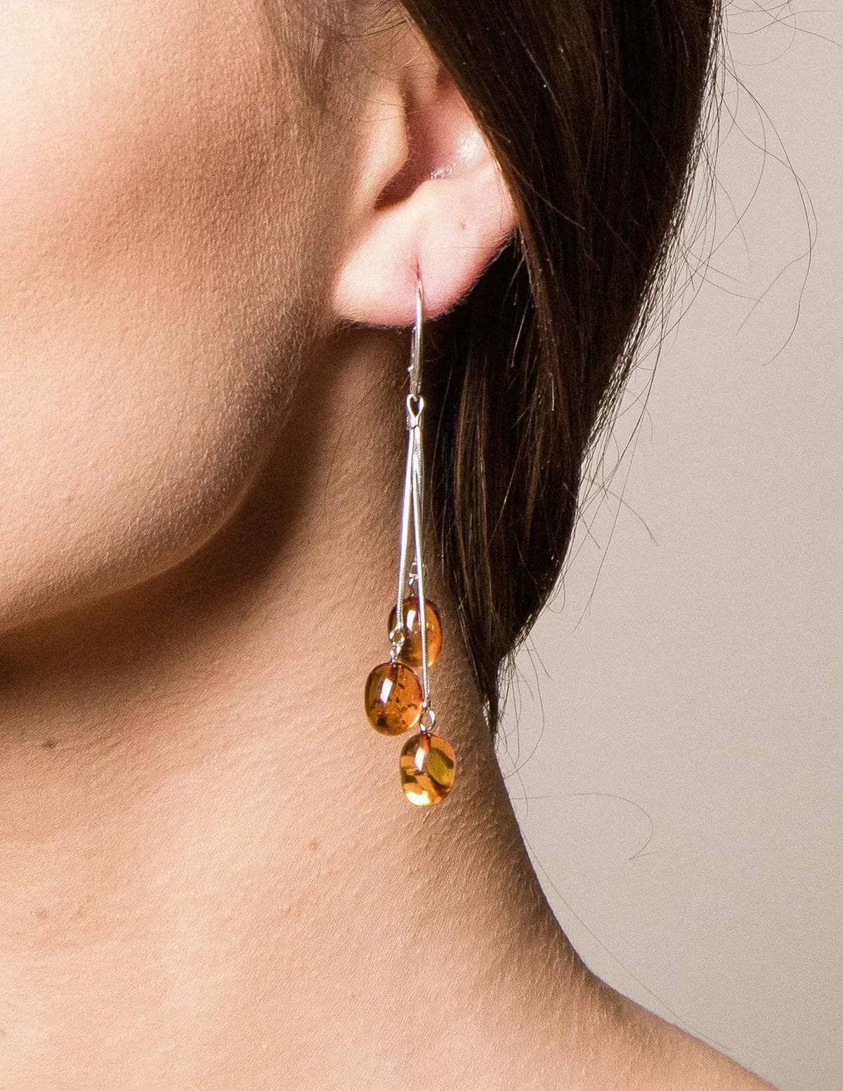 Amber Silver Drop Earrings