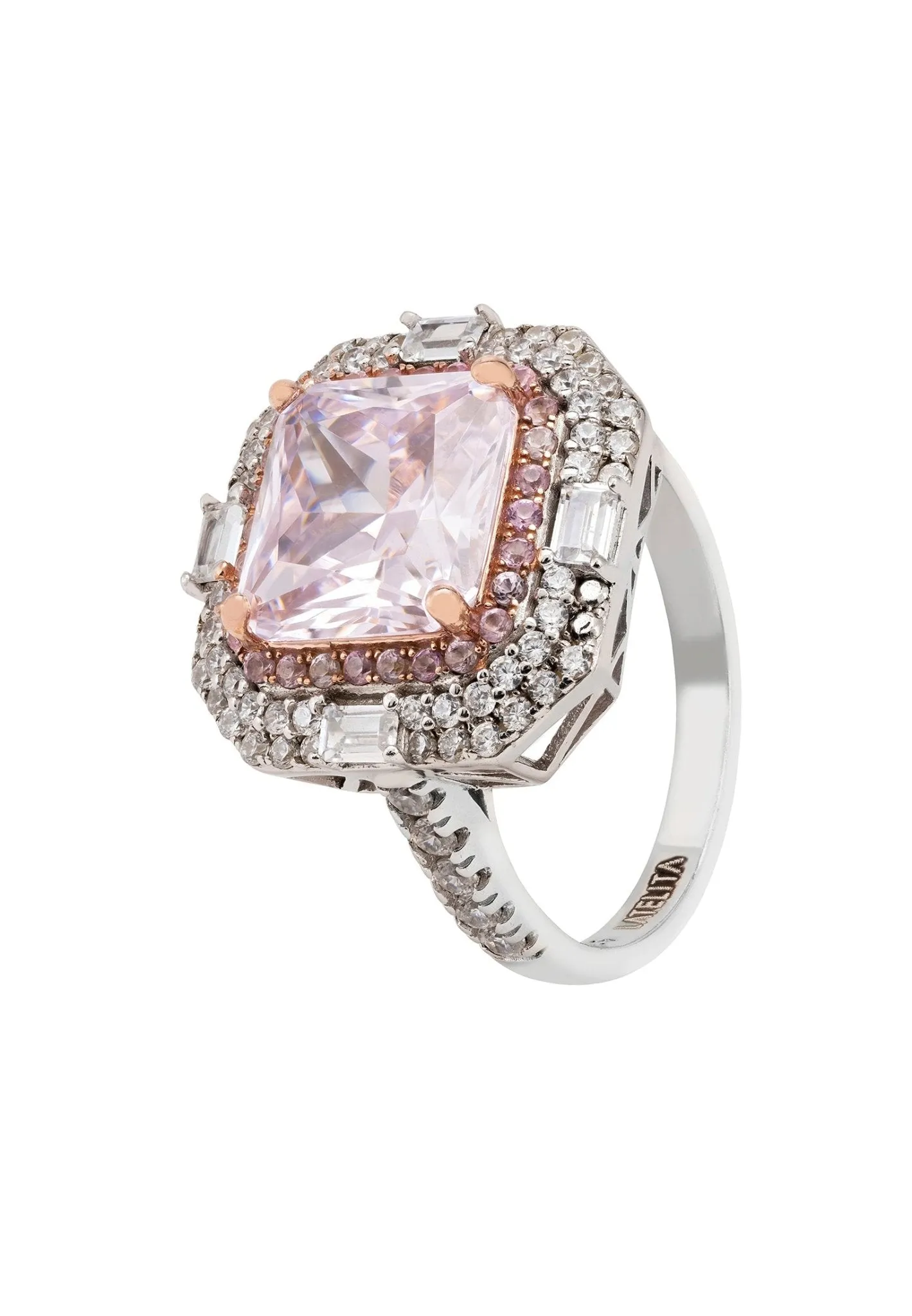 Anastasia Gemstone Cocktail Ring Silver Morganite