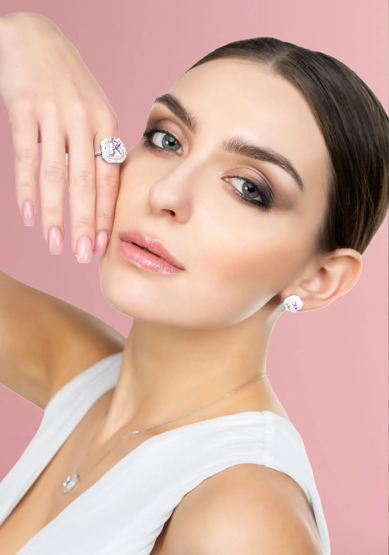 Anastasia Gemstone Cocktail Ring Silver Morganite