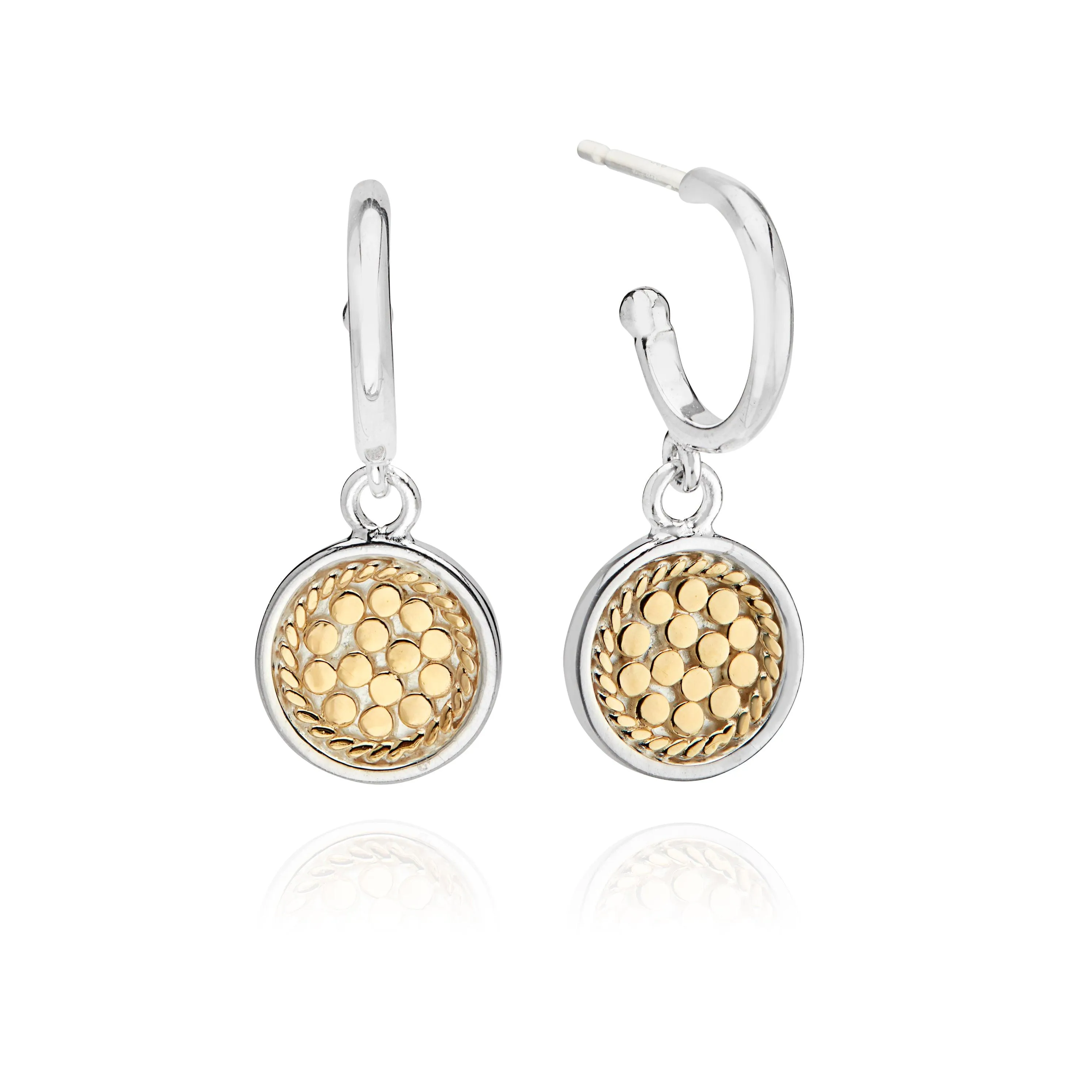 Anna Beck Gold Silver Classic Drop Disc Earrings