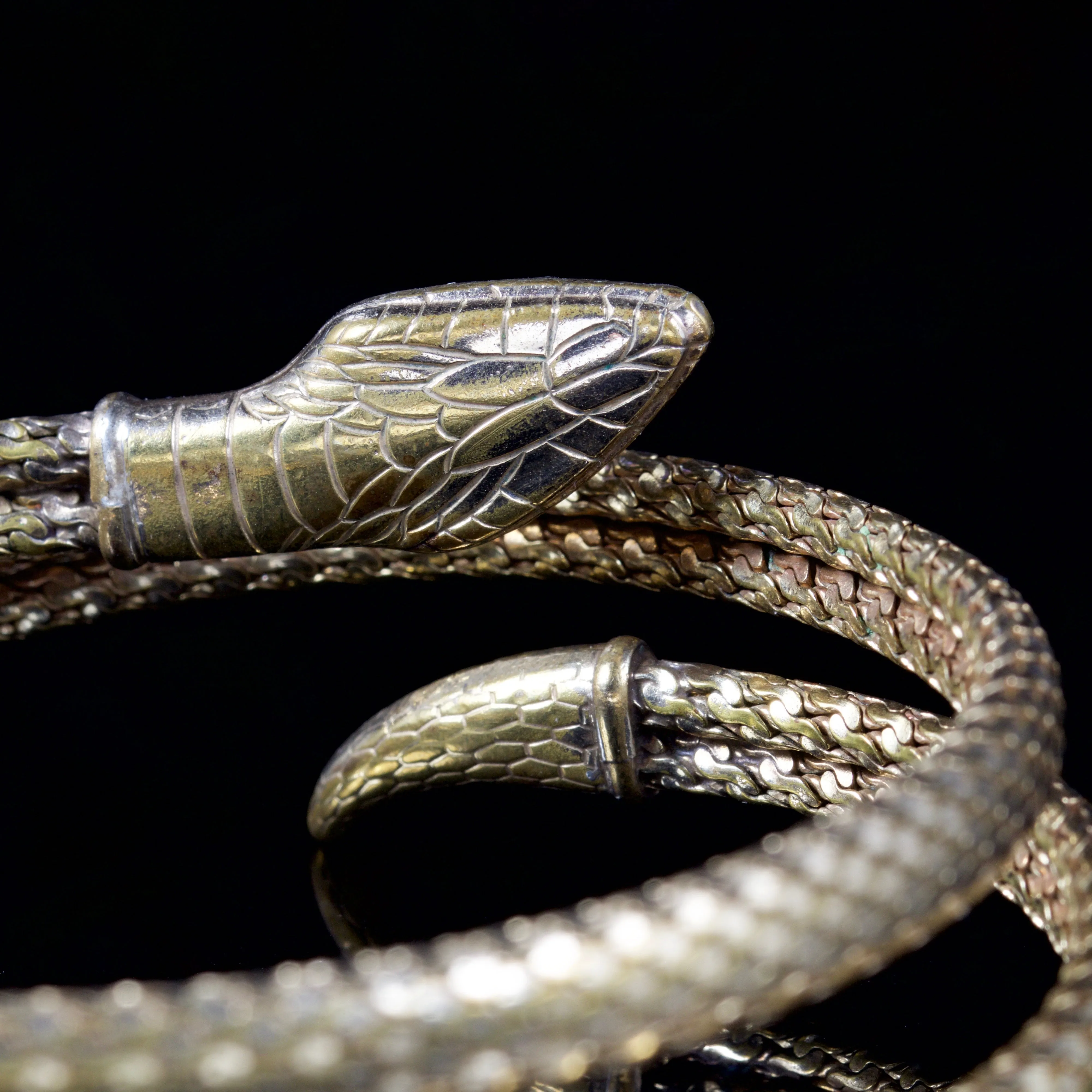 Antique Art Deco Snake Bangle Gold Gilt Circa 1930