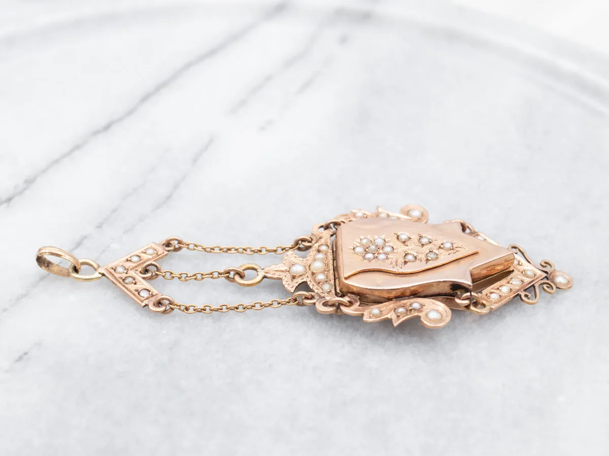 Antique Rose Gold and Seed Pearl Mourning Locket