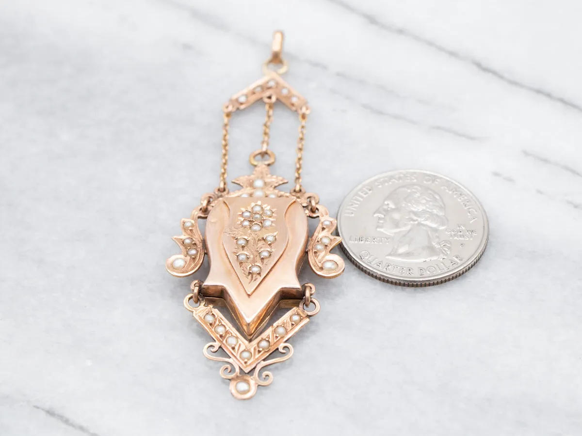 Antique Rose Gold and Seed Pearl Mourning Locket