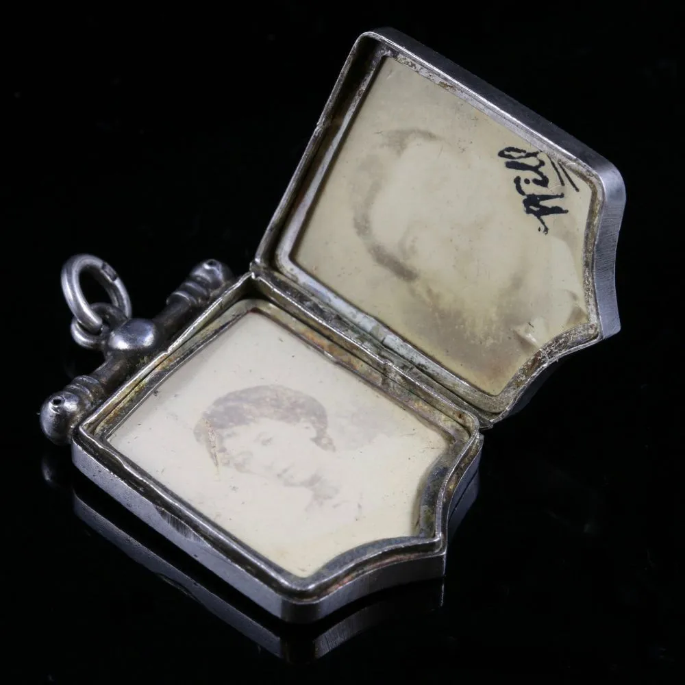 Antique Victorian Sterling Silver Ivy Locket Circa 1900