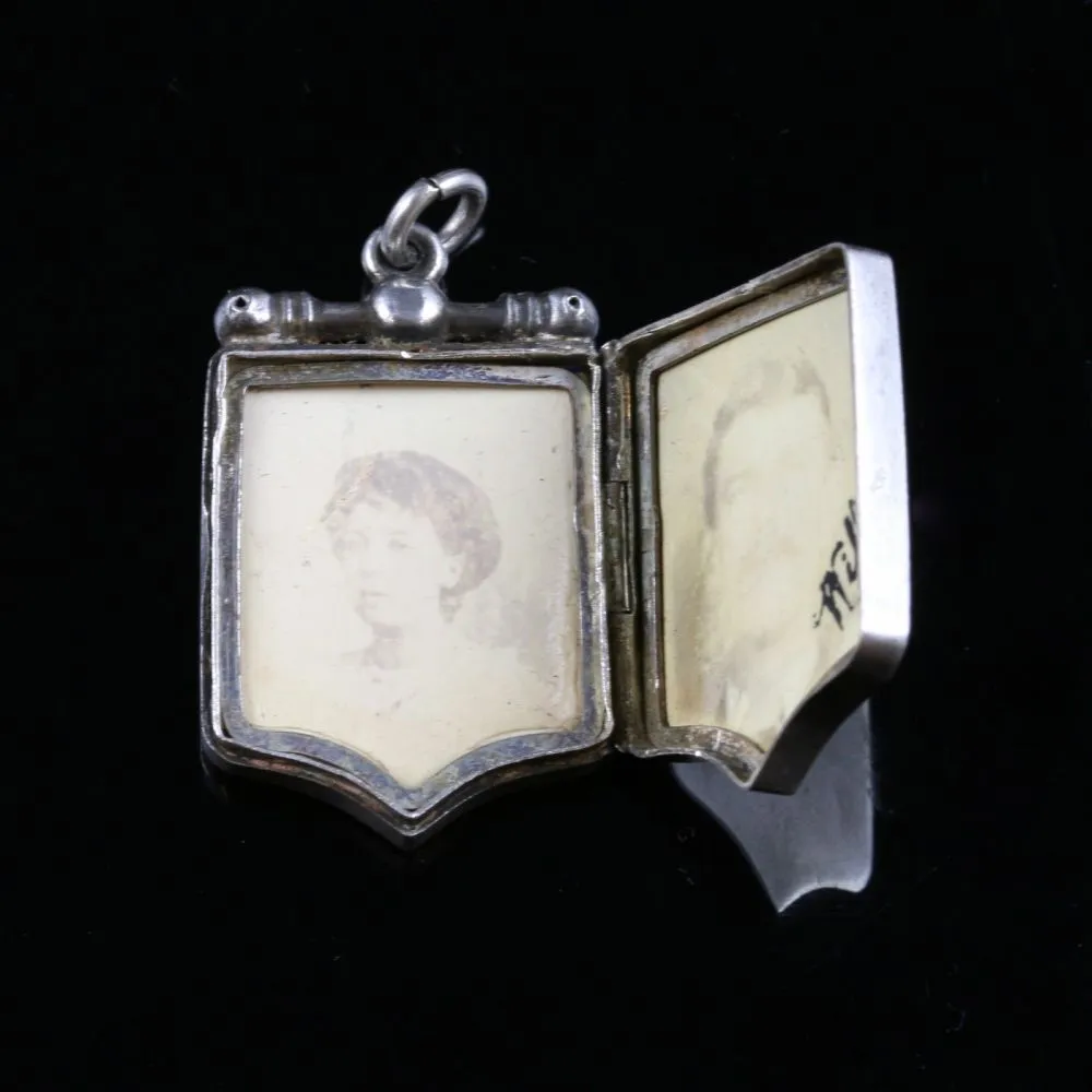 Antique Victorian Sterling Silver Ivy Locket Circa 1900