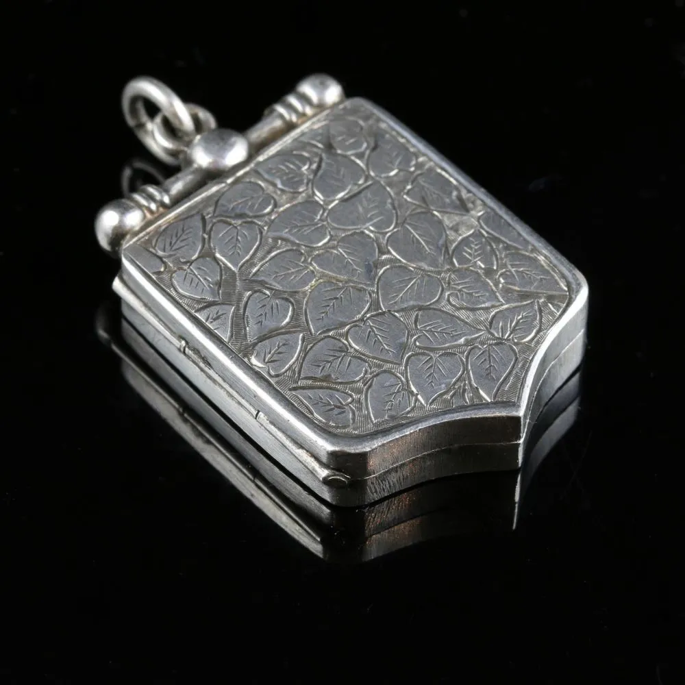 Antique Victorian Sterling Silver Ivy Locket Circa 1900