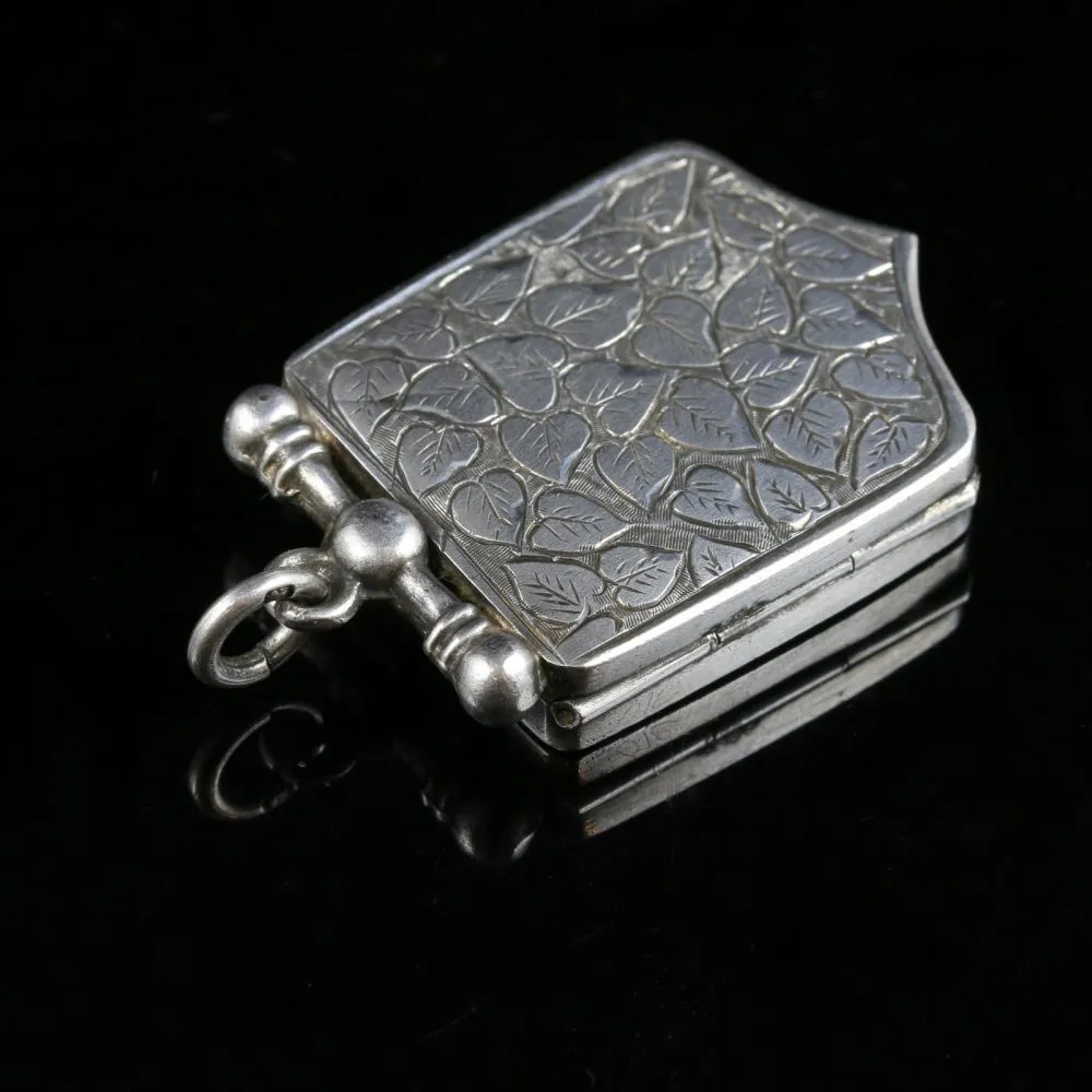 Antique Victorian Sterling Silver Ivy Locket Circa 1900