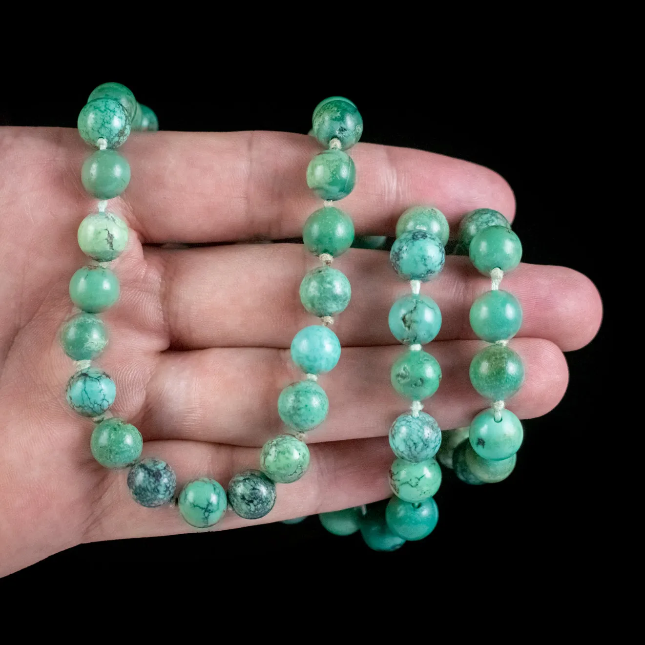 Antique Victorian Turquoise Bead Necklace Circa 1880 Cert