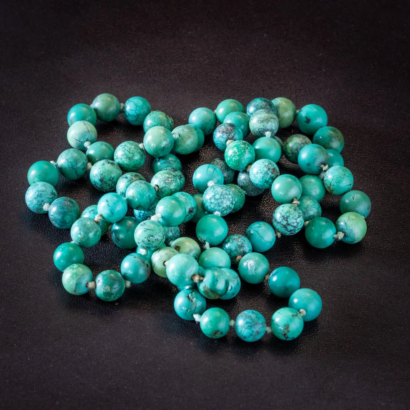 Antique Victorian Turquoise Bead Necklace Circa 1880 Cert