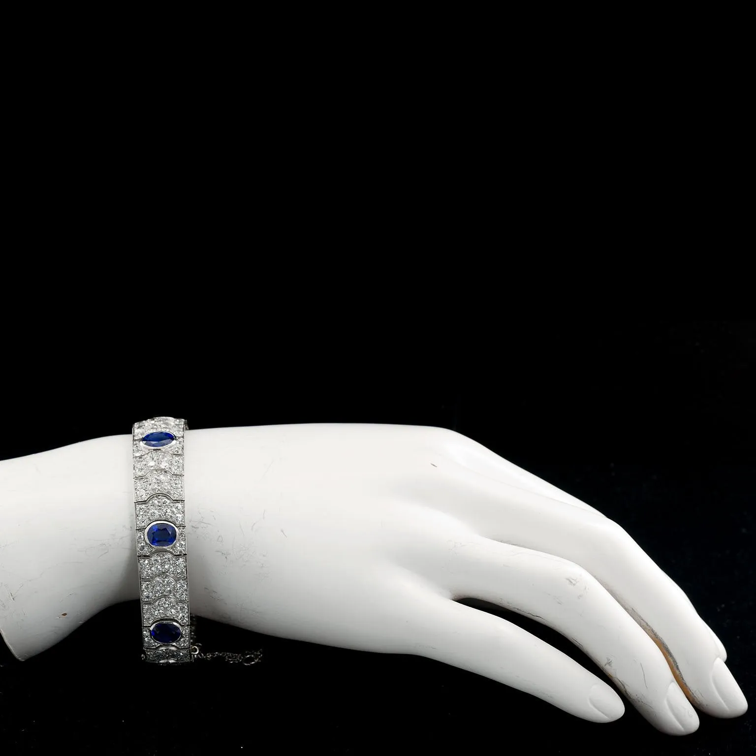 Art Deco French Diamond Unheated Burmese Oval Sapphires 25 Carats