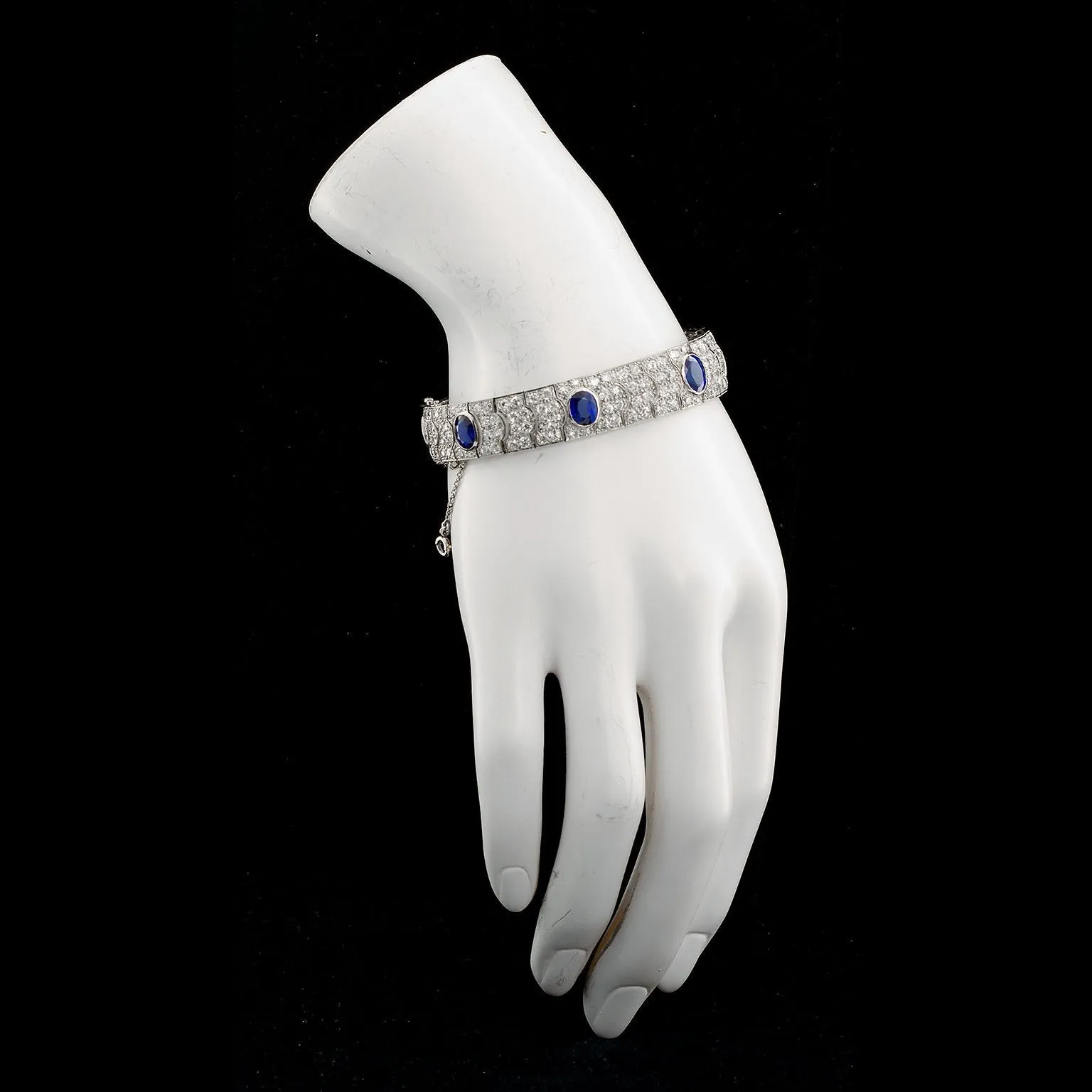 Art Deco French Diamond Unheated Burmese Oval Sapphires 25 Carats