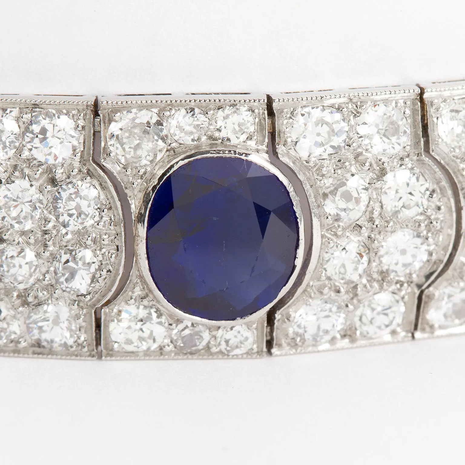 Art Deco French Diamond Unheated Burmese Oval Sapphires 25 Carats