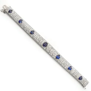 Art Deco French Diamond Unheated Burmese Oval Sapphires 25 Carats