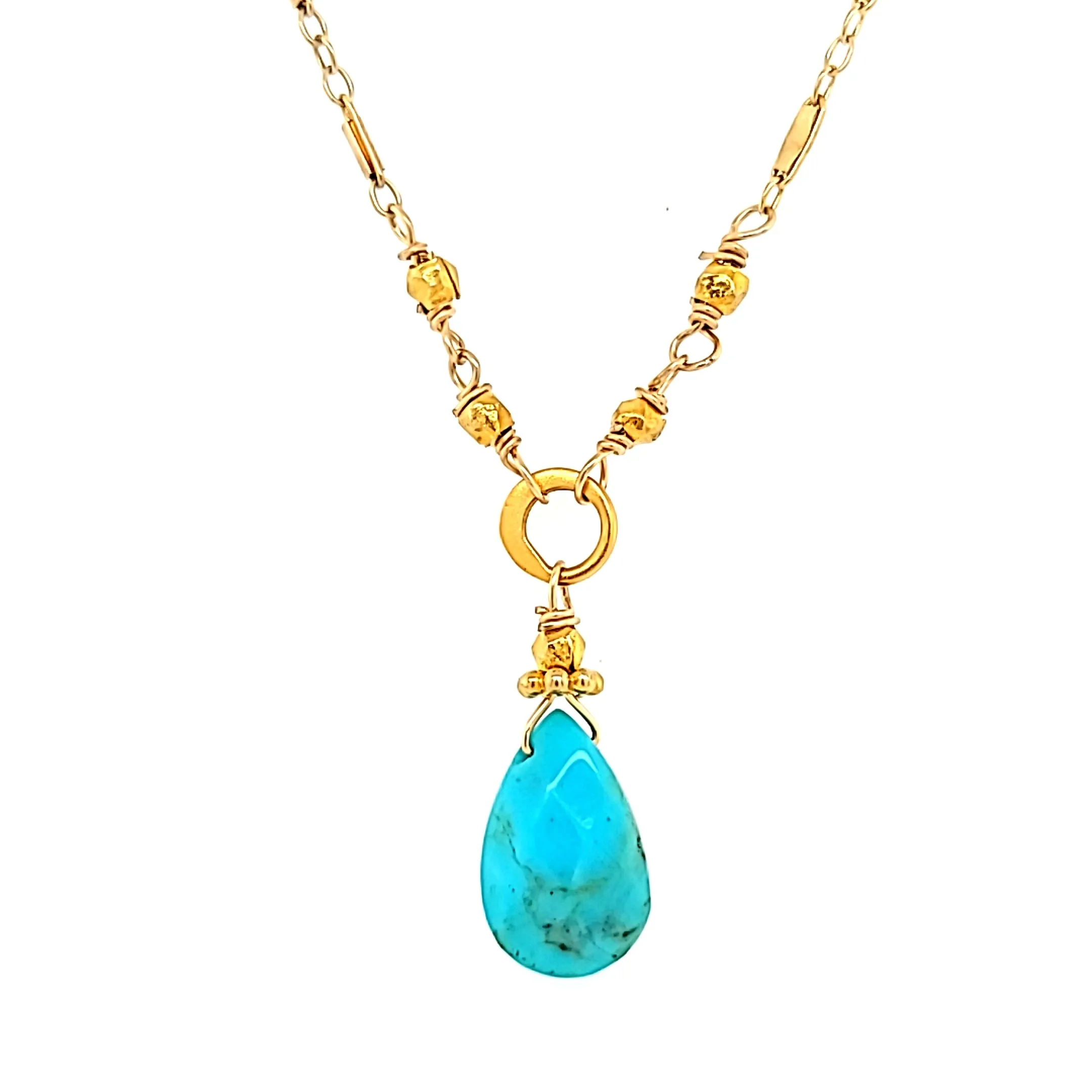 AVF Gold Turquoise Drop Necklace (SI449)