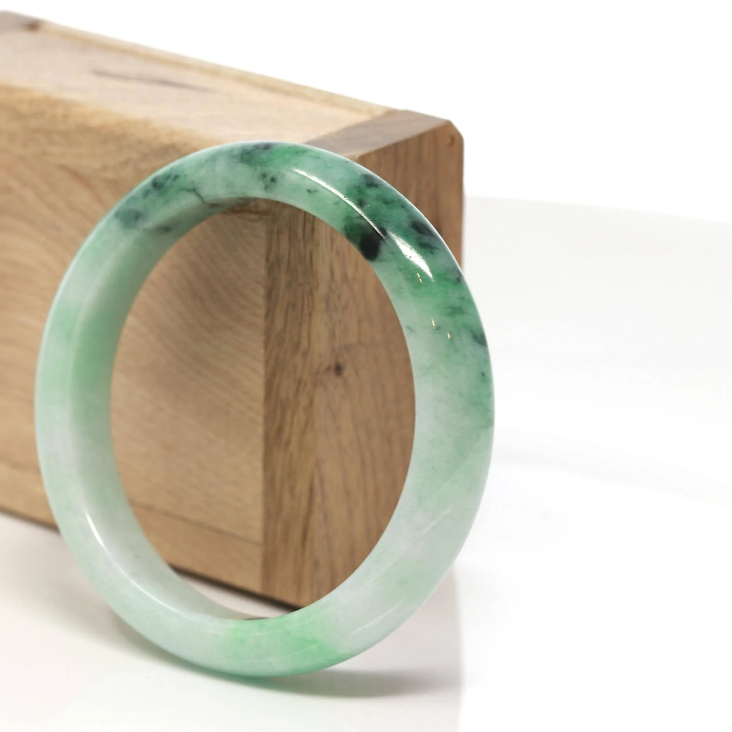 Baikalla™ "Classic Bangle" Genuine Burmese Green Jadeite Jade Bangle Bracelet ( 58.3 mm) #134