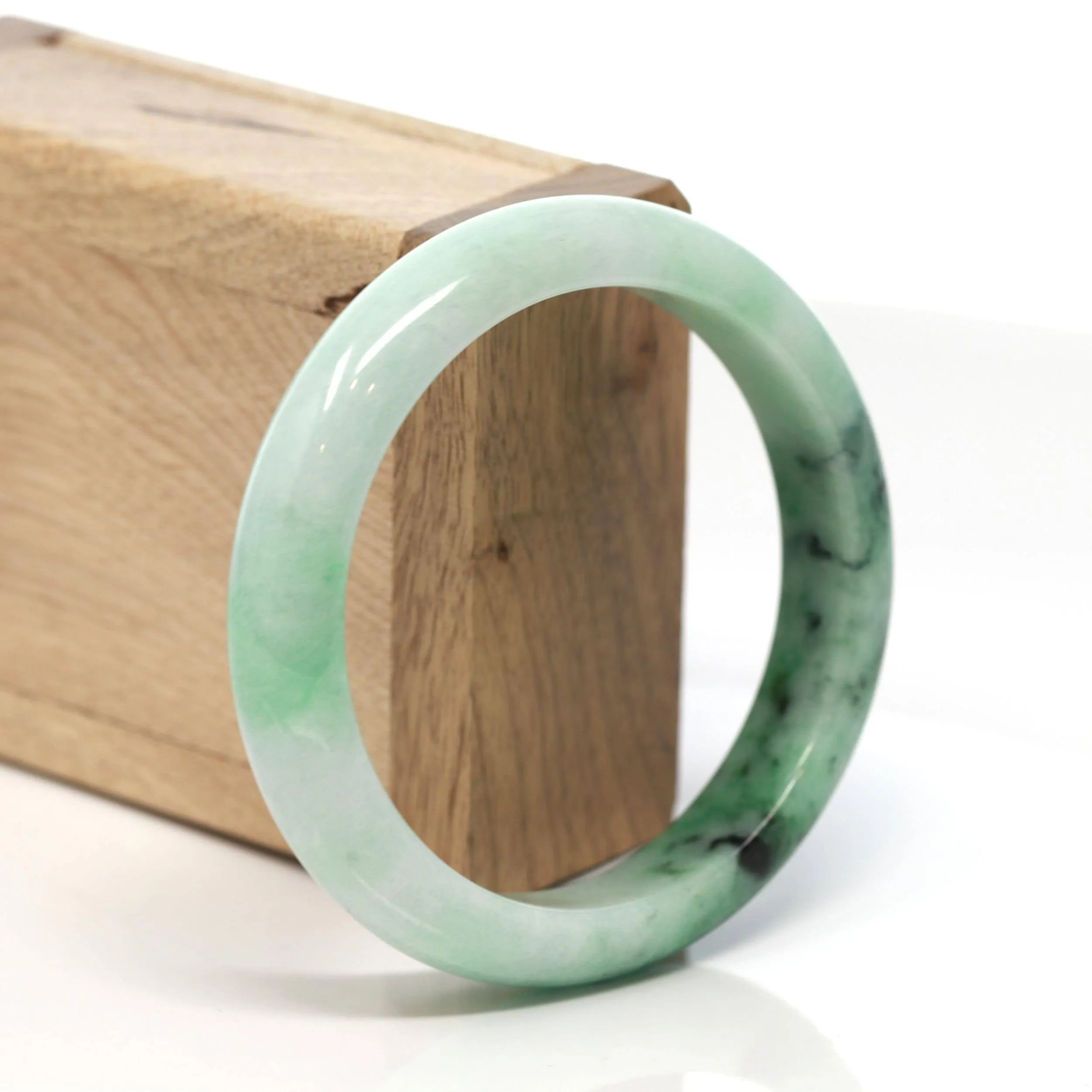 Baikalla™ "Classic Bangle" Genuine Burmese Green Jadeite Jade Bangle Bracelet ( 58.3 mm) #134