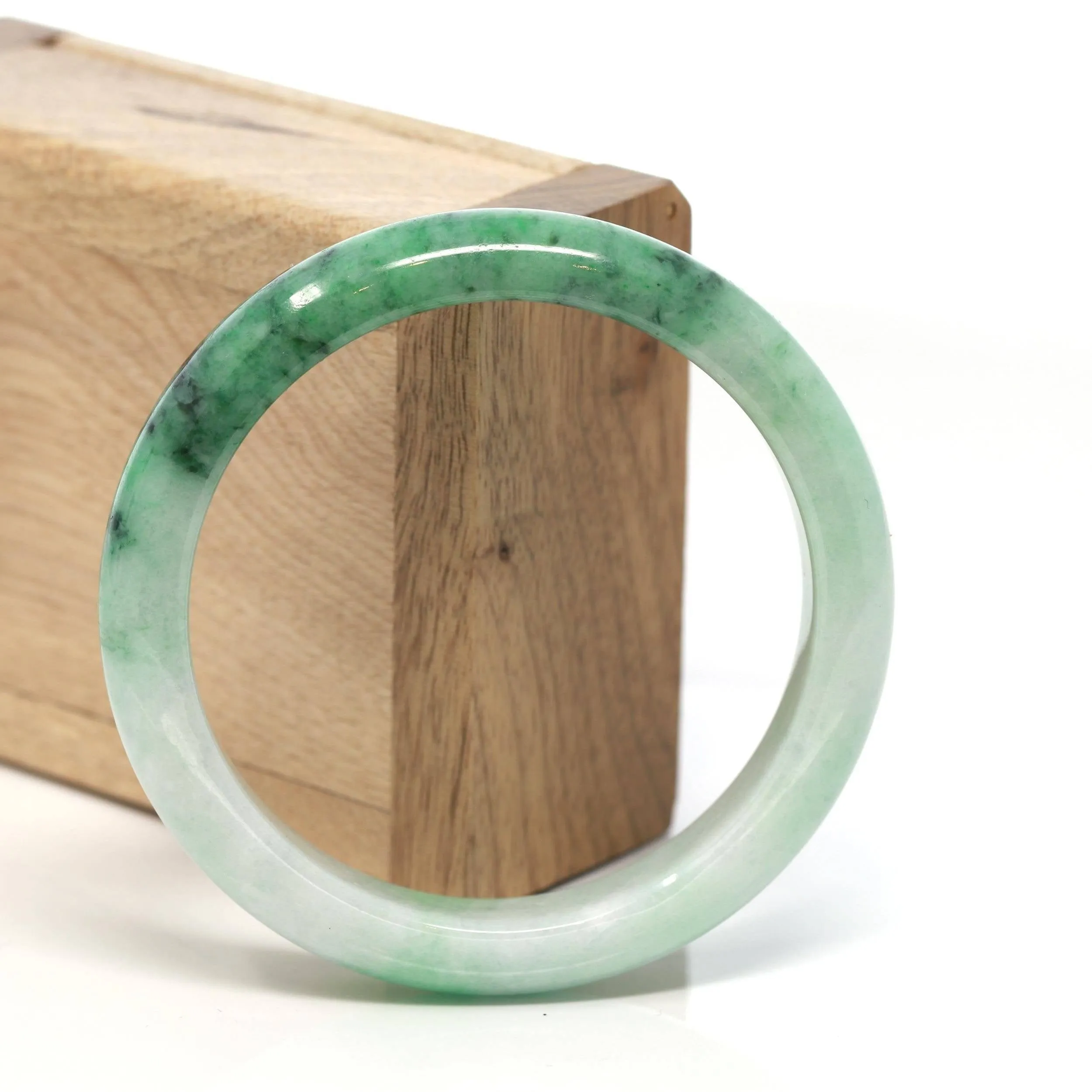 Baikalla™ "Classic Bangle" Genuine Burmese Green Jadeite Jade Bangle Bracelet ( 58.3 mm) #134