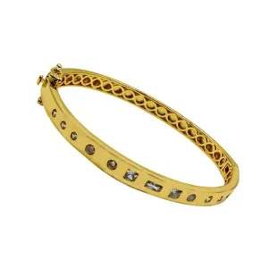 Bangle Bracelet: Gold Plated with CZ Inset Stones (BNG4405)