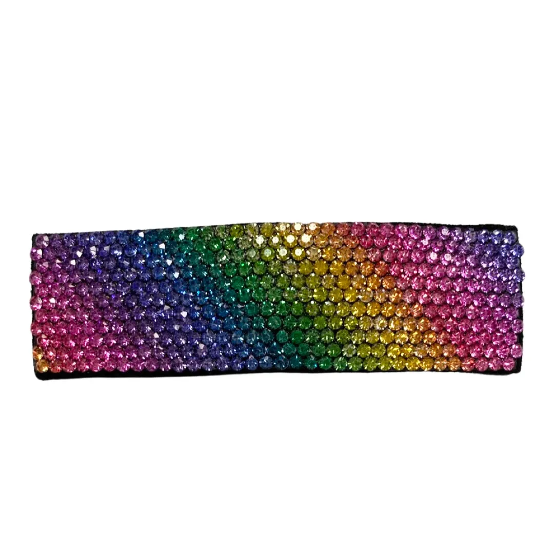 Bari Lynn Fully Crystallized Swarovski Crystal Rectangle Snap Clip - Rainbow