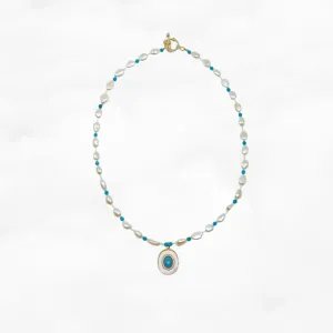 Baroque Pearl and Turquoise Pendant Necklace