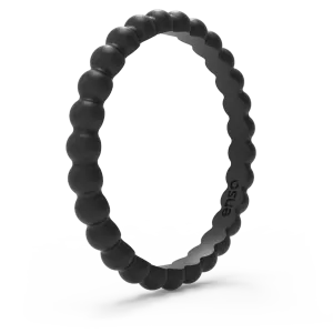 Beaded Stackable Silicone Ring - Obsidian