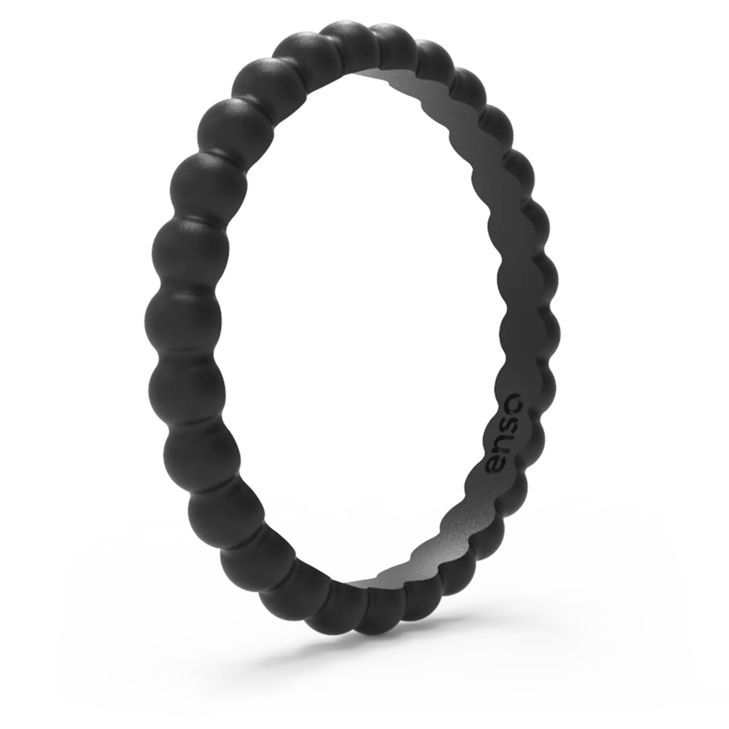 Beaded Stackable Silicone Ring - Obsidian