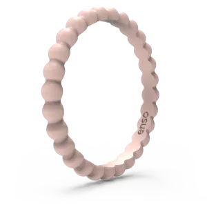 Beaded Stackable Silicone Ring - Pink Sand