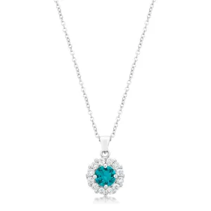 Belle Aqua Blue Round Halo Pendant | 3.2ct