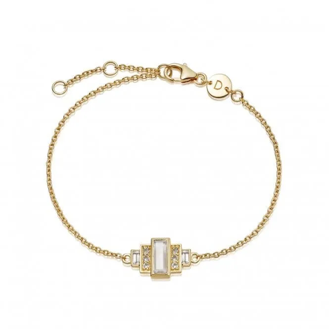 Beloved White Topaz Baguette 18ct Gold Plated Bracelet JBR01_GP