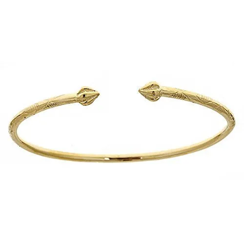 Better Jewelry 10K Yellow Gold West Indian Bangle w. Bulb Ends