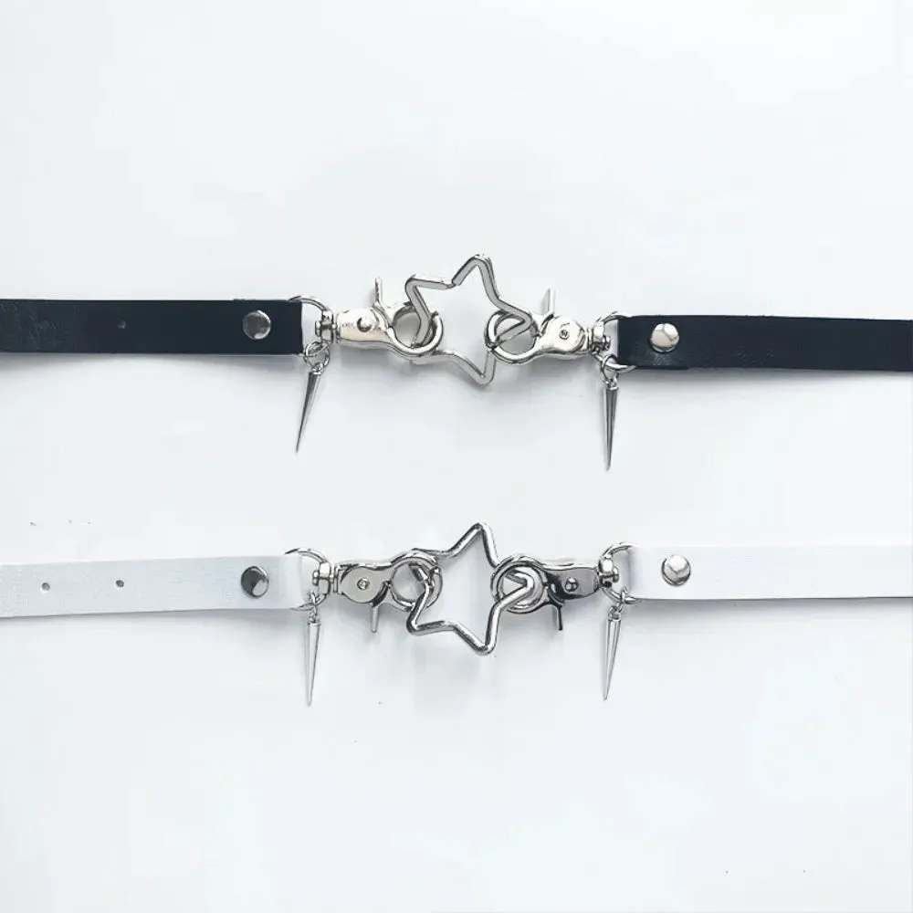 Black Goth Pentagram Rivet Choker