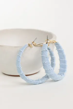 Blakely Light Blue Denim Hoop Earrings