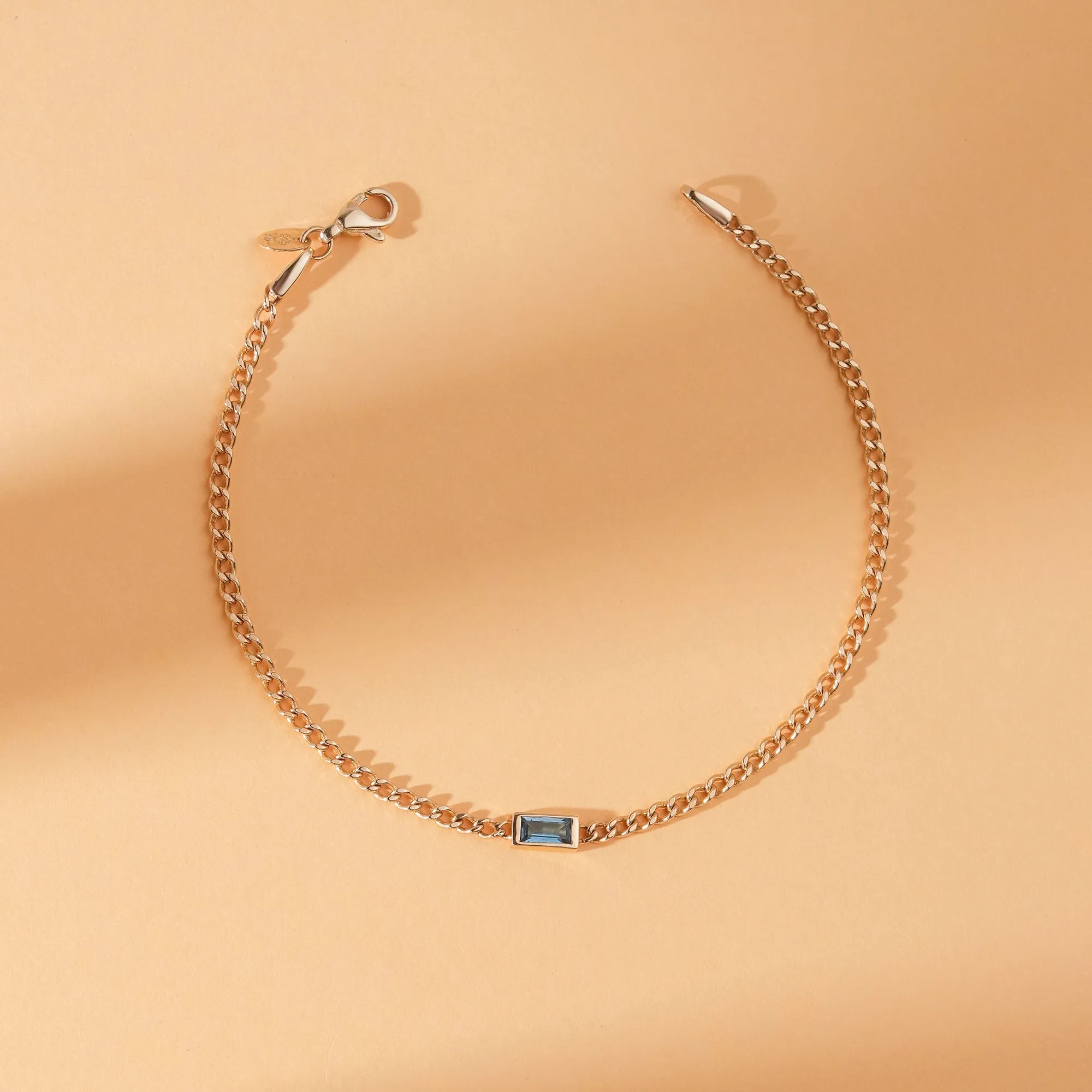 Blue Topaz Cuban Chain Bracelet, Blaise