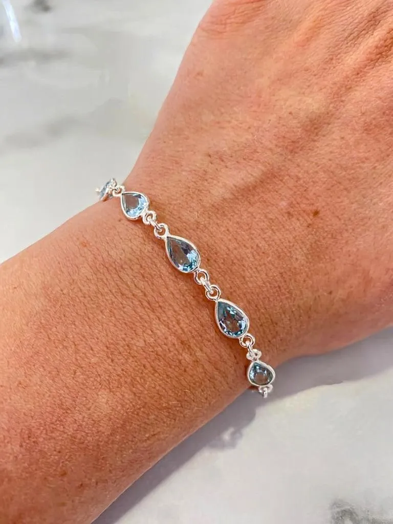 Blue Topaz Teardrop Facet Bracelet