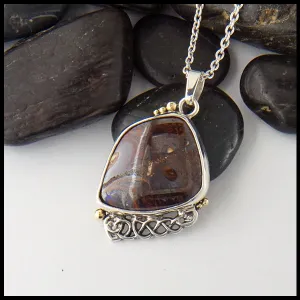 Boulder Opal and Heart Knot Pendant