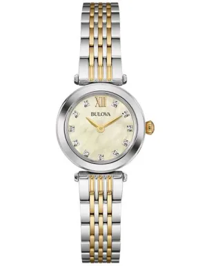 Bulova Womens Diamond Dress Watch - Mother of Pearl - Two-Tone Bracelet