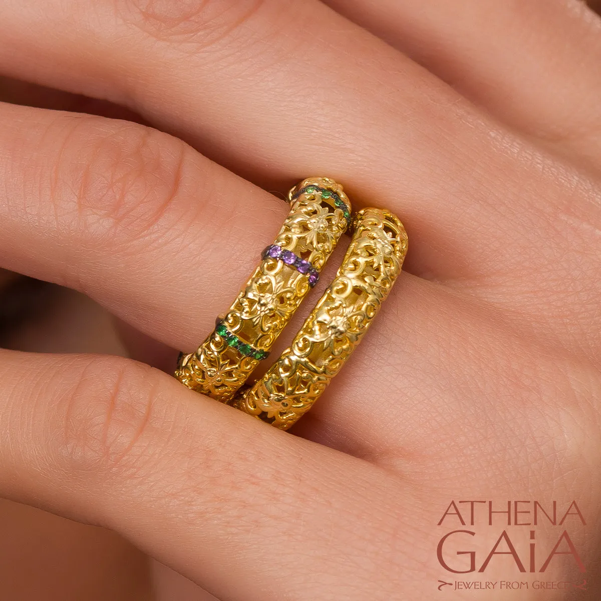 Byzantine Embroidery Stackable River Ring