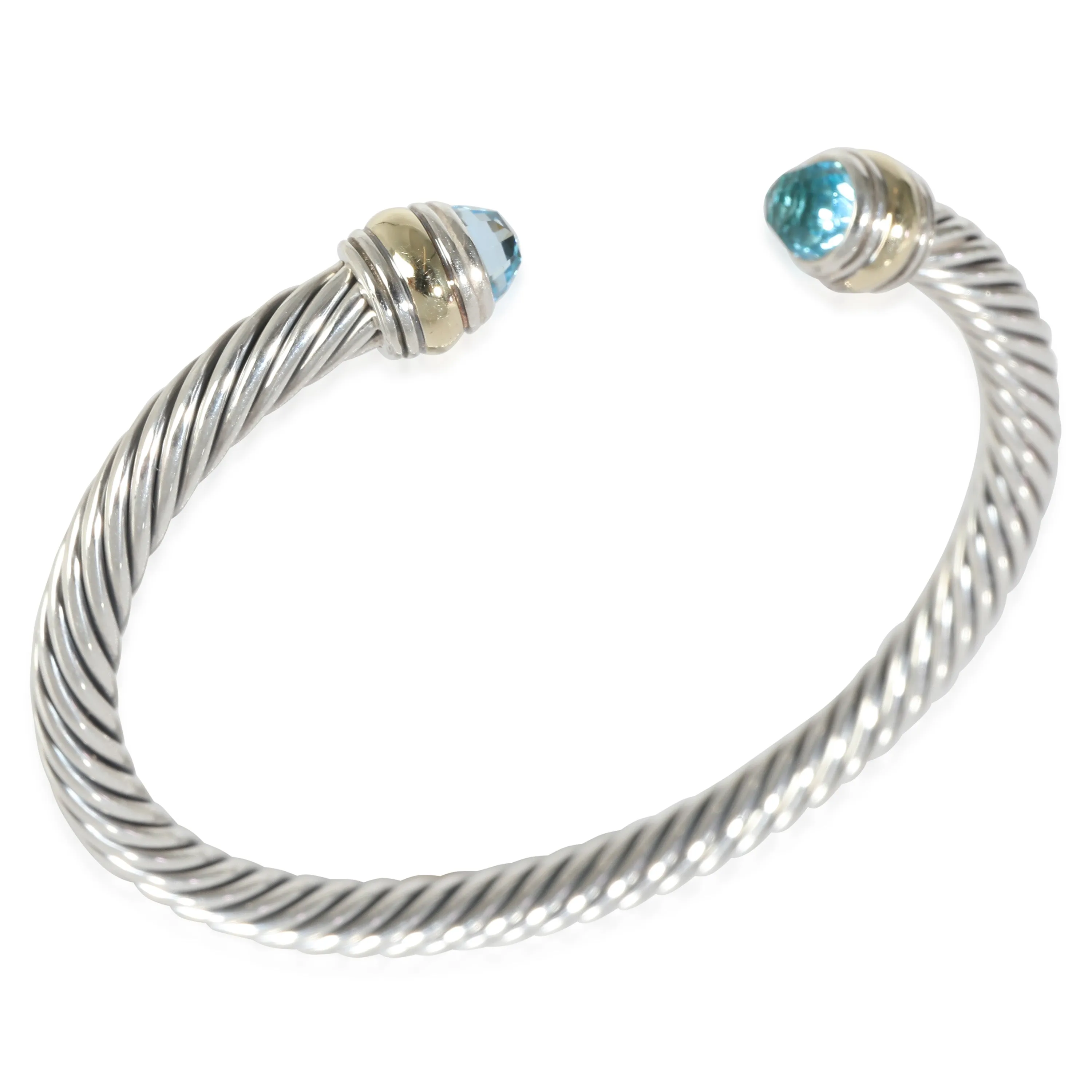 Cable Classic Blue Topaz Bracelet, 14k Yellow Gold/Sterling Silver