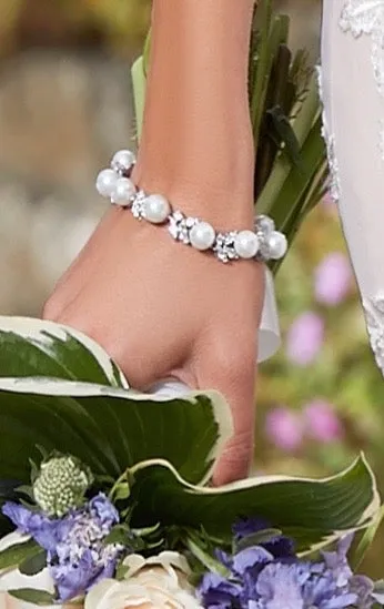 Camelia Floral Pearl and Crystal Bracelet