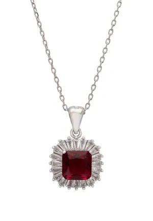 Camilla Pendant Necklace Silver Ruby