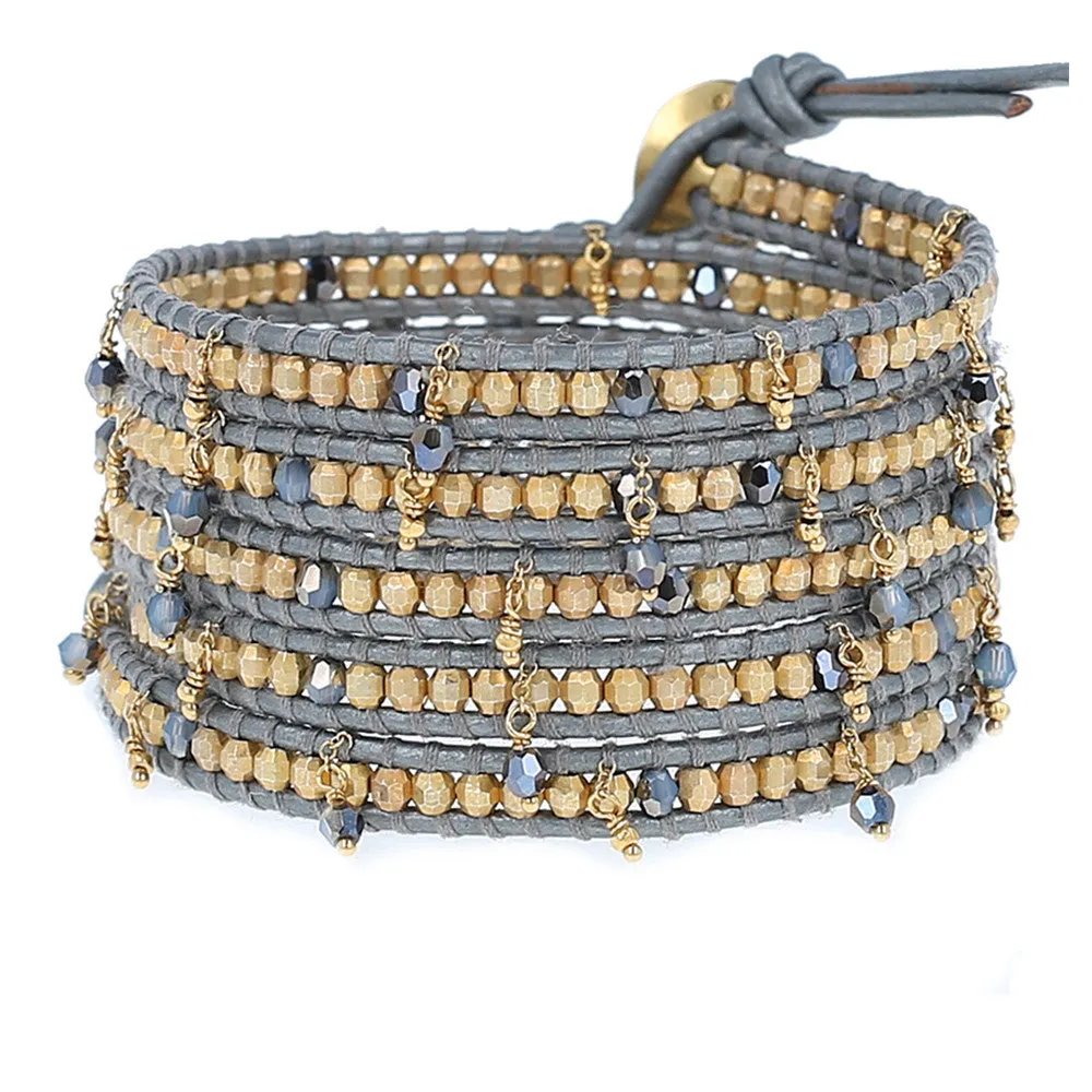 Chan Luu White Opal Sky Blue Crystal Wrap Bracelet