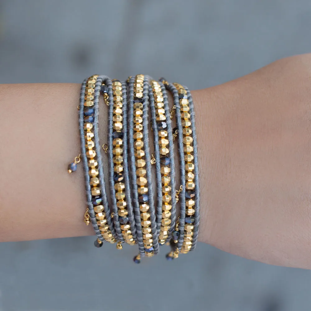 Chan Luu White Opal Sky Blue Crystal Wrap Bracelet