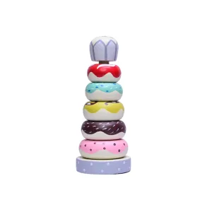 Channapatna Toys Organic Wooden Doughnut Stacking Toy for Kids-(1 Year )-Montessori Toys for Toddlers 1-3 Yrs Old & Up- Multicolor-Pack of 1-Develop Fine Motor Skills, 1 Piece