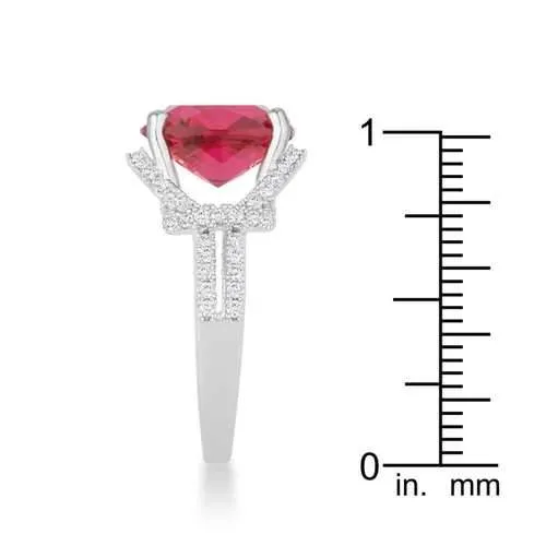 Charlene 6.2ct Ruby CZ Rhodium Classic Statement Ring