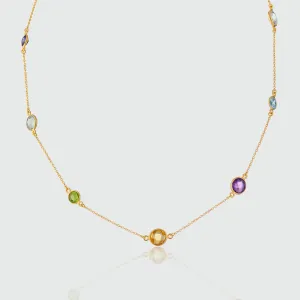 Chennai 18" 18ct Gold Vermeil & Multi Gemstone Necklace