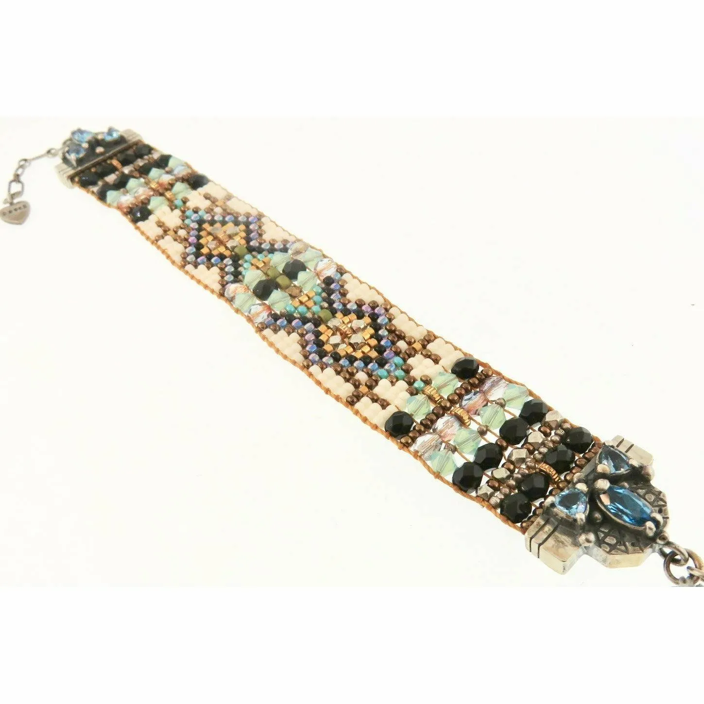 Chili Rose Gem Tip Black Jet  Blue Topaz  Bracelet