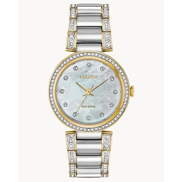 Citizen Silhouette Crystal Two-Tone MOP Crystal Dial 28mm Eco-Drive