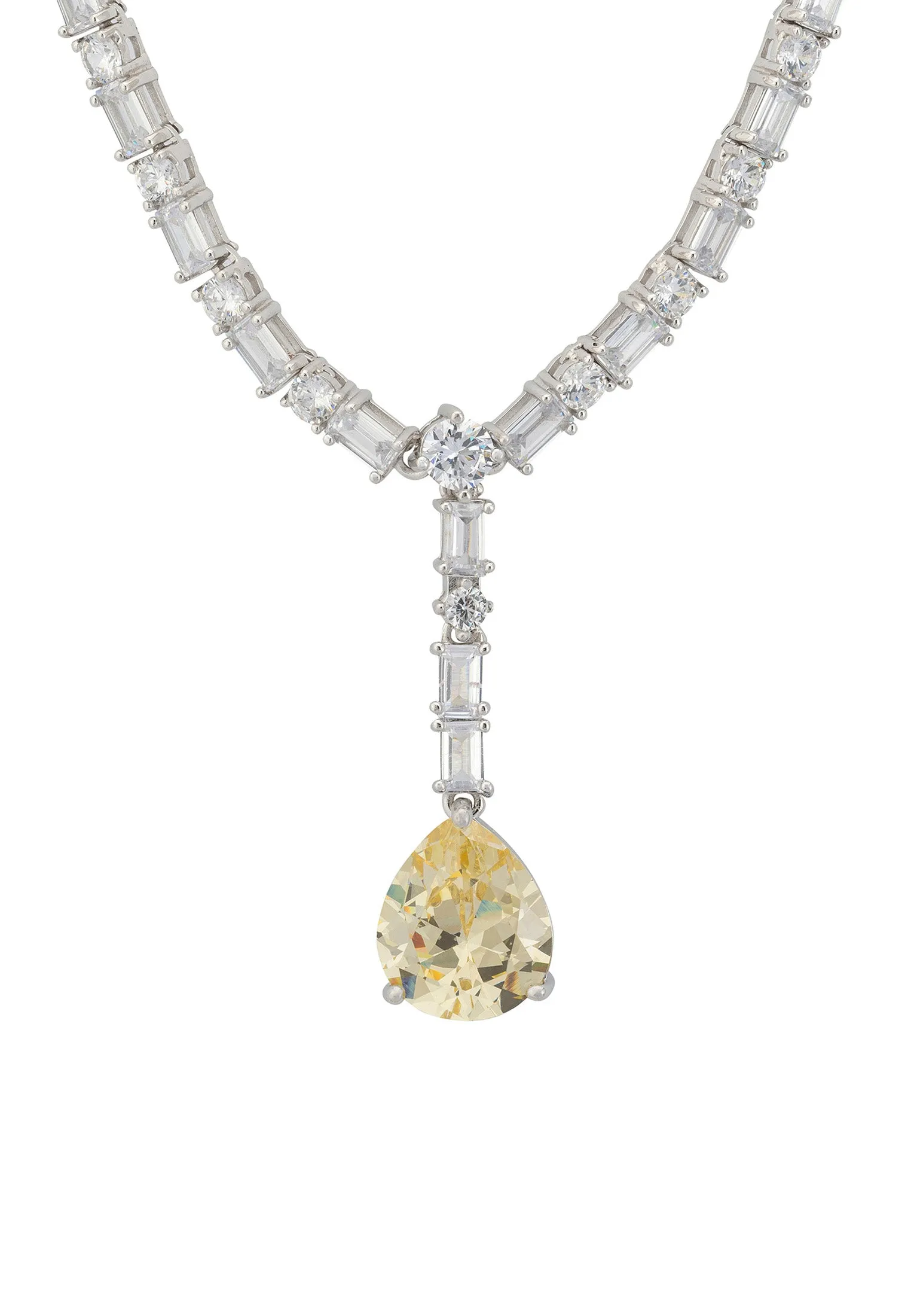 Claudette Statement Necklace Silver Yellow Topaz