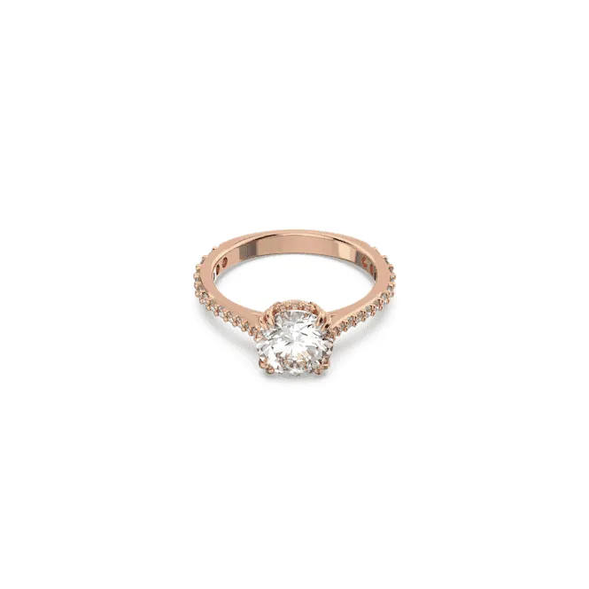 Constella Cocktail Princess Cut Pavé White Rose Gold-tone Plated Ring