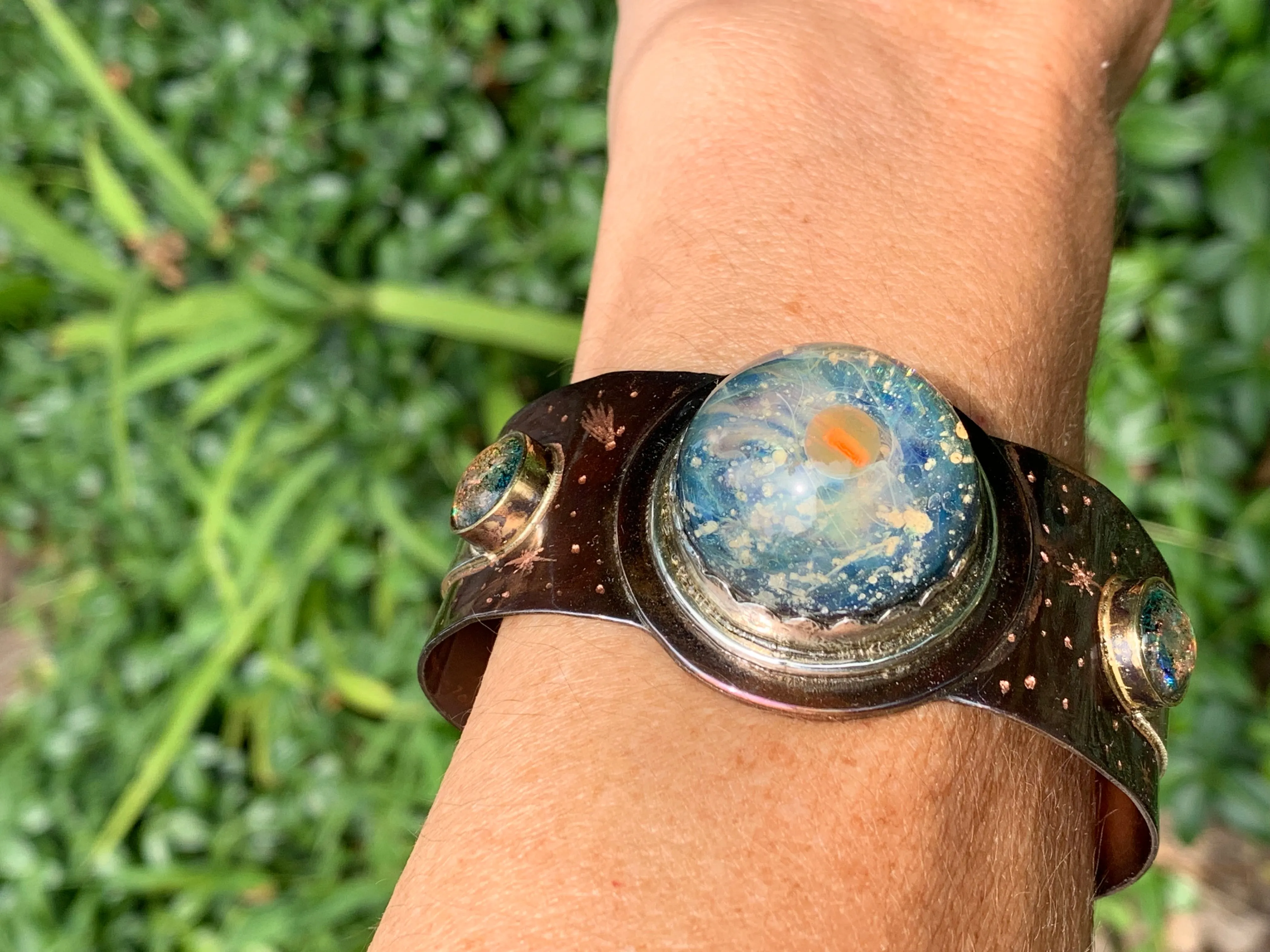 Copper Cosmic Bracelet with Cremation Ash